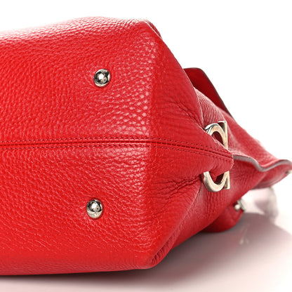 Salvatore Ferragamo Grained Calfskin Sofia Satchel Red 8 of 8