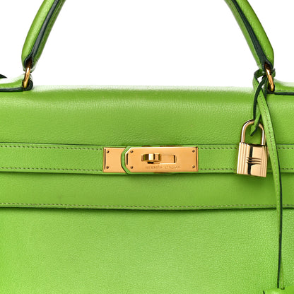Hermes Veau Gulliver Kelly Retourne 32 Vert Cru 8 of 25