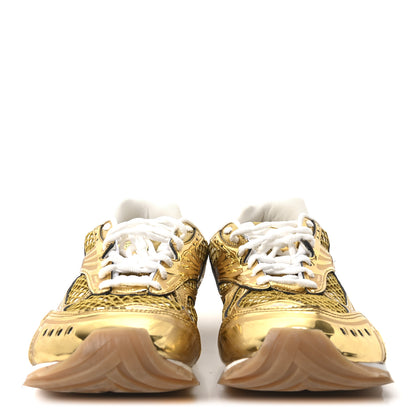 Bottega Veneta Calfskin Fishnet Fabric Orbit Sneakers 41 Gold White 3 of 9