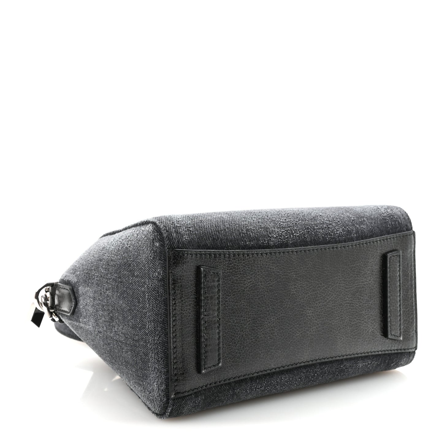 Washed Denim Mini Antigona Shoulder Bag Black
