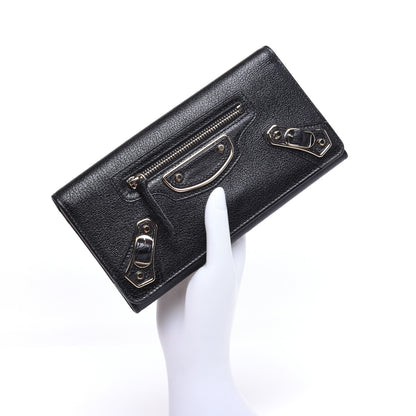 Balenciaga Chevre Gold Metallic Edge Hardware Money Wallet Black 2 of 10