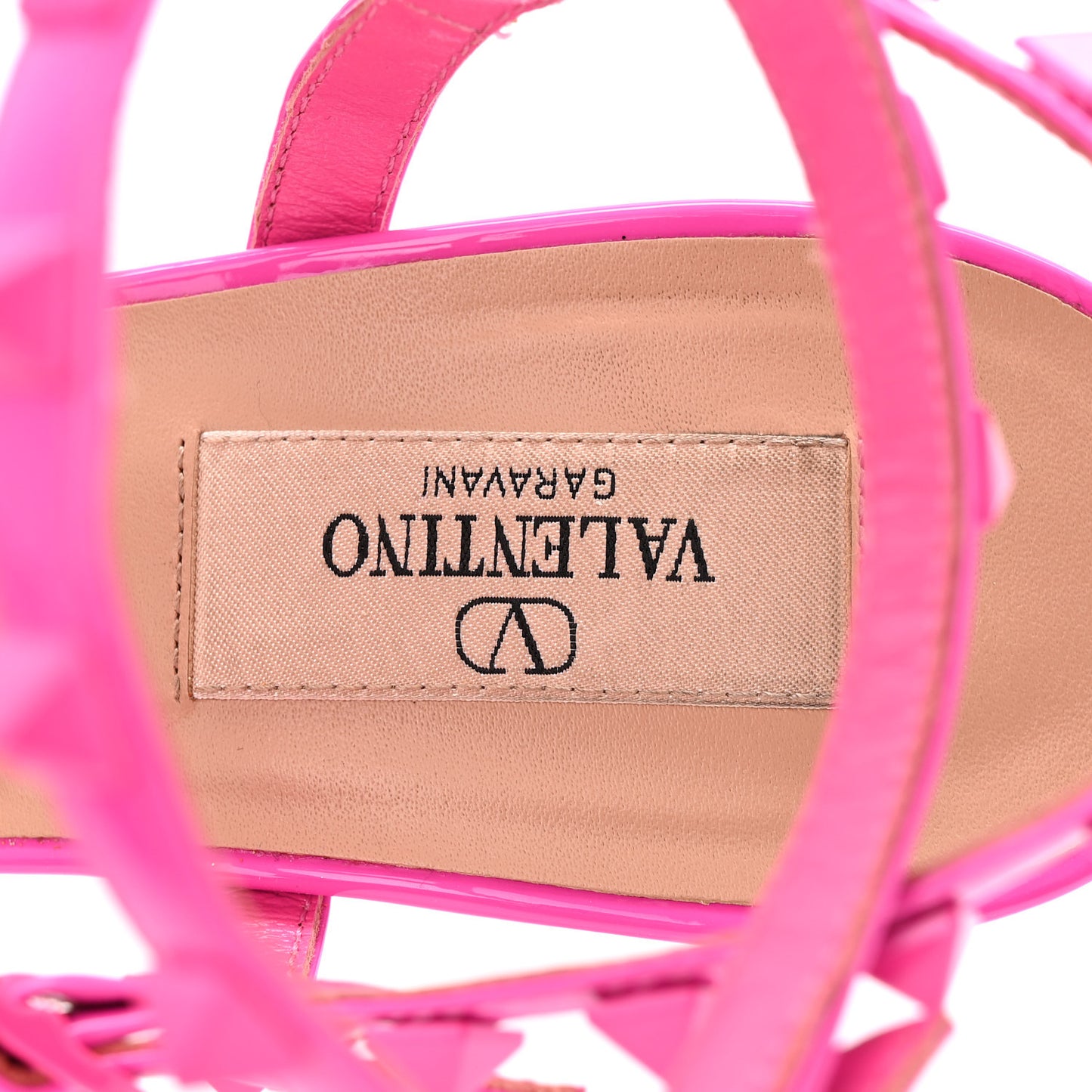Patent Lacquered Monochrome Rockstud Gladiator 105mm Sandals 40 Pink PP