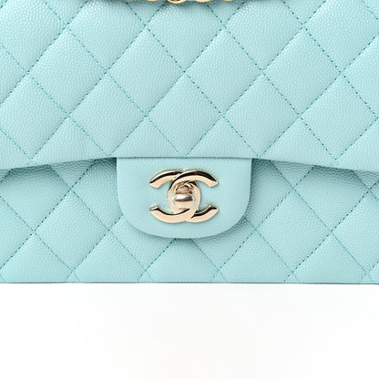 Chanel Caviar Quilted Medium Double Flap Light Blue 9 of 10