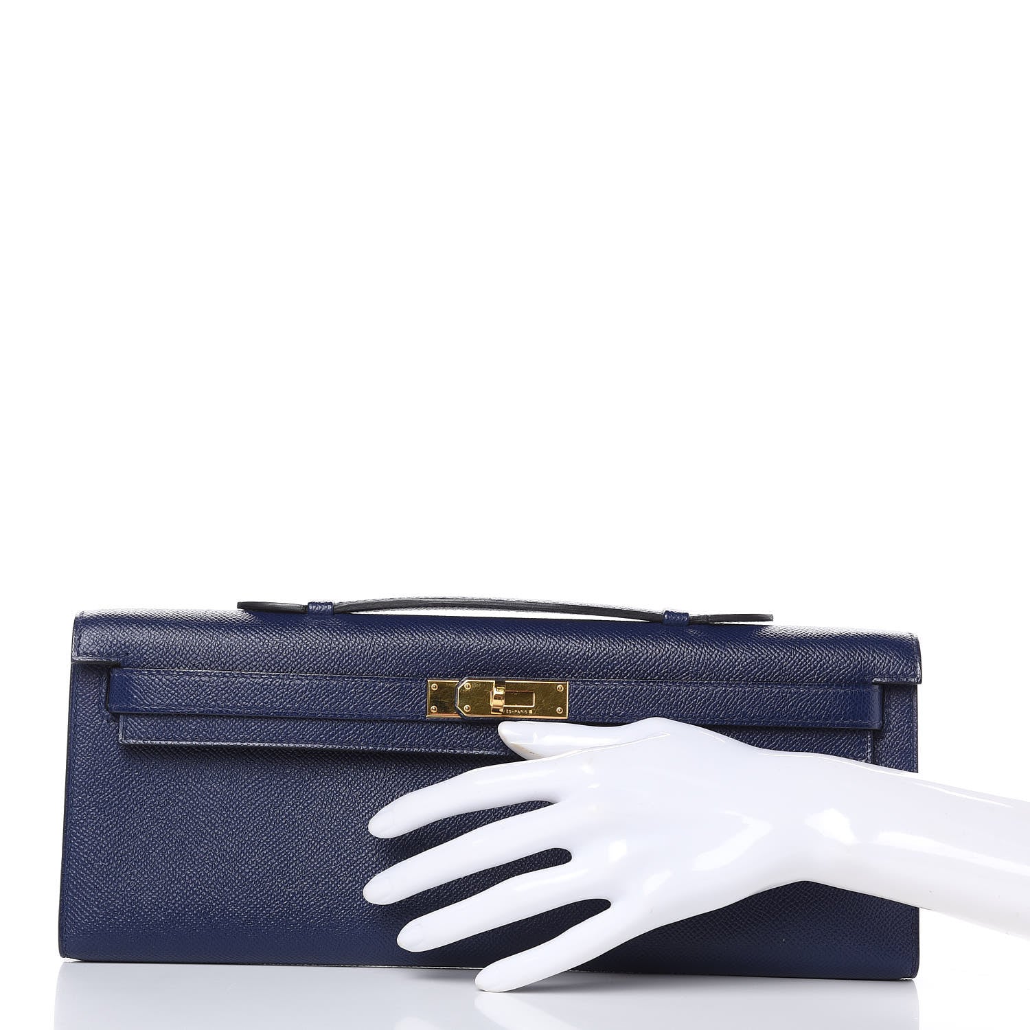 Hermes Epsom Kelly Cut Clutch Pochette Bleu Saphir 2 of 10