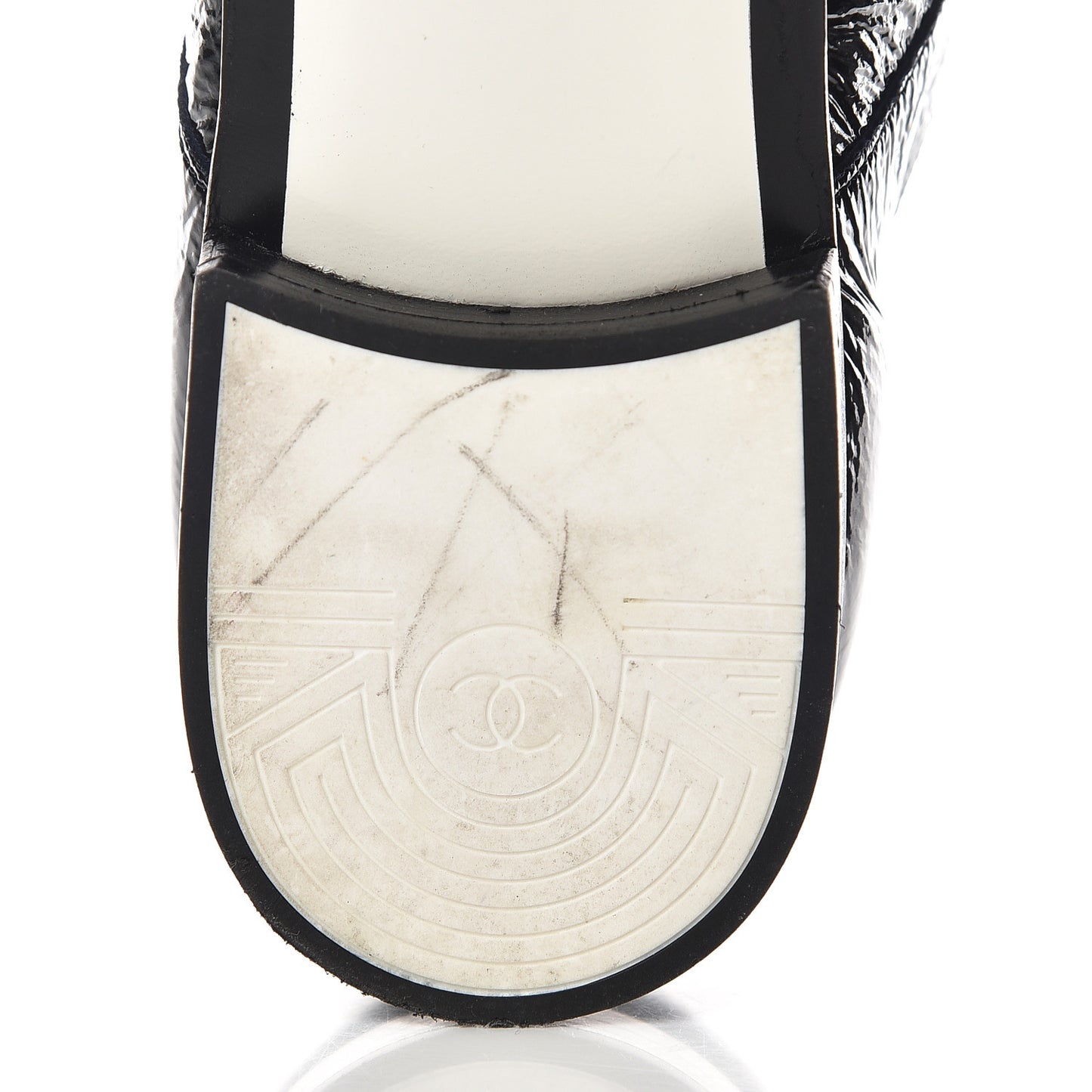 Patent Goatskin CC Lace Up Oxfords 36 Dark Navy