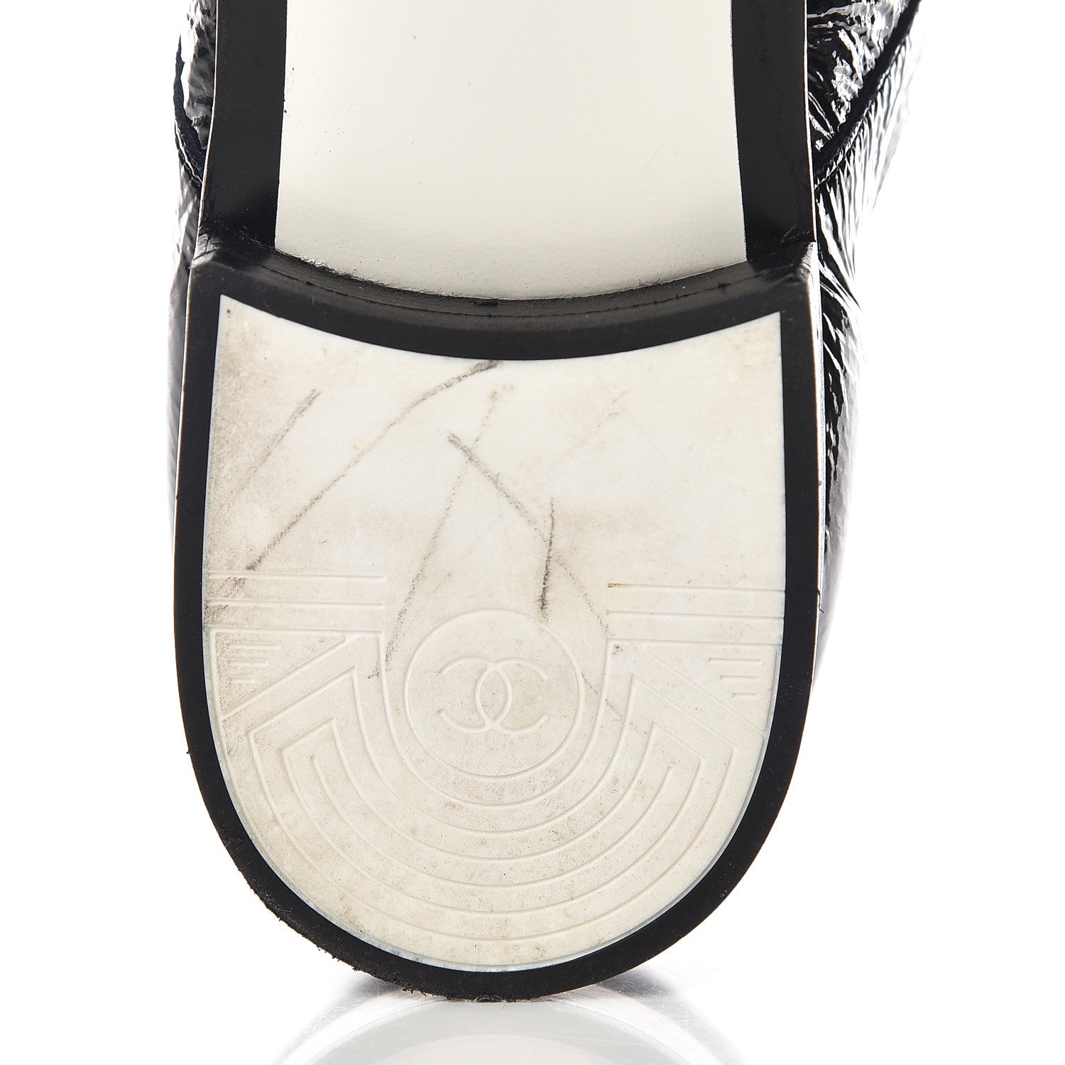 Chanel Patent Goatskin CC Lace Up Oxfords 36 Dark Navy 8 of 16