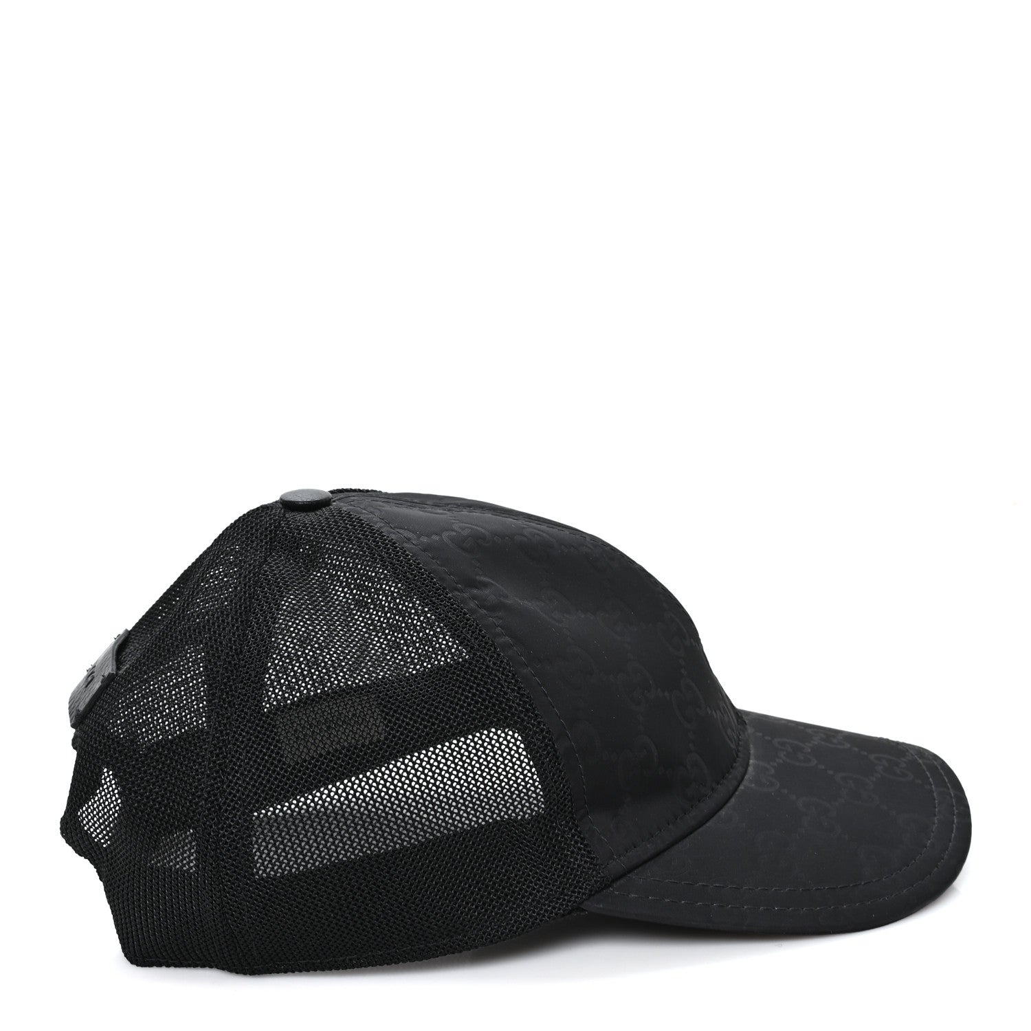 Gucci Nylon Light Mesh Dollar Calfskin GG Monogram Baseball Hat M Black 6 of 8