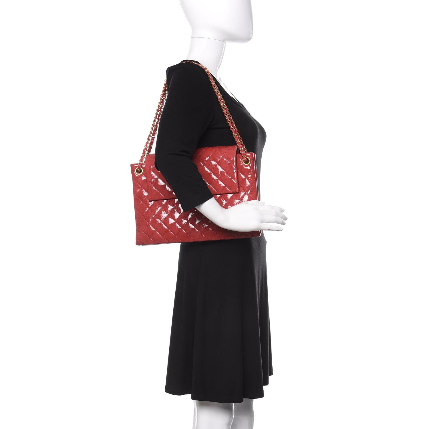 Chanel Patent Goatskin Quilted 3 Pocket Accordion Flap Red 2 of 11