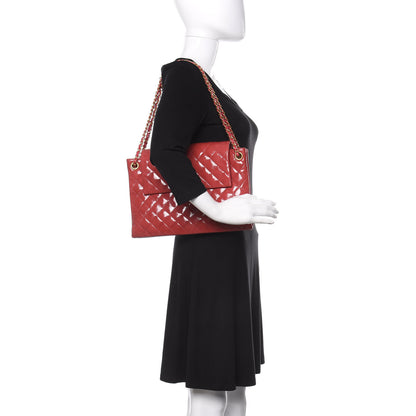 Chanel Patent Goatskin Quilted 3 Pocket Accordion Flap Red 2 of 11