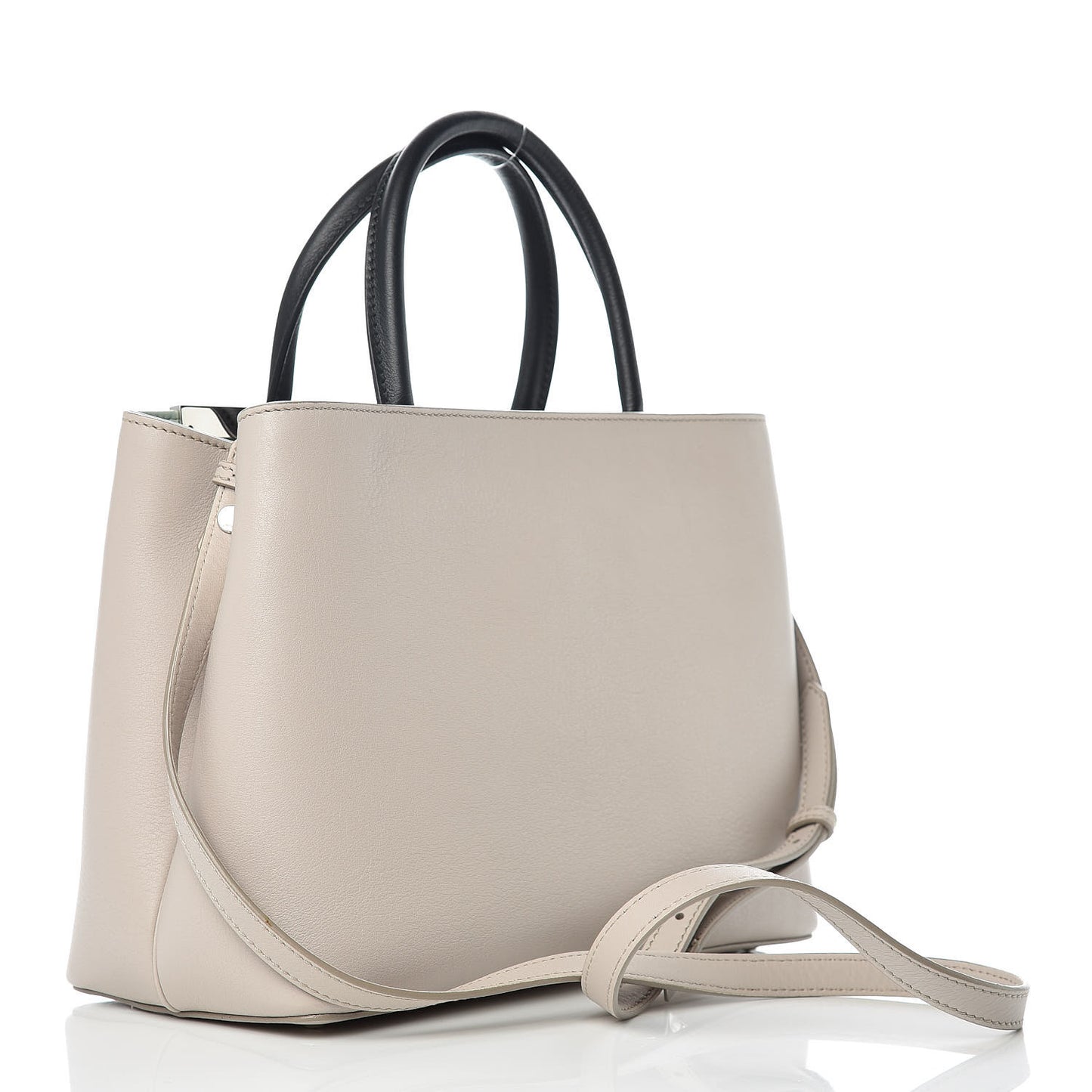 Vitello Dolce Fox Goat Bi-Color Sad Eyes Mirror Charm Petite 2Jours Tote Grigio Polvere Black