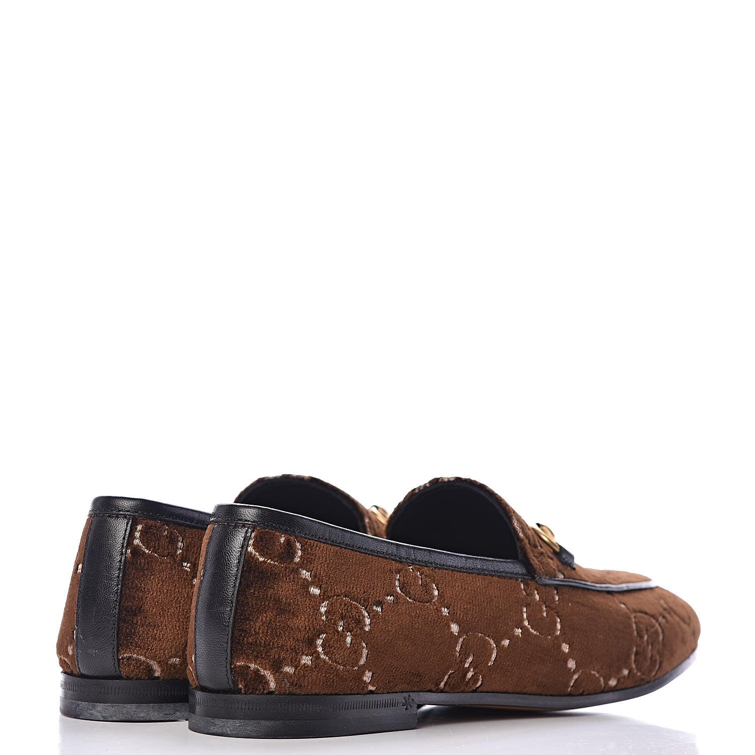 Gucci Velvet GG Monogram Horsebit Womens Jordaan Loafers 36.5 Brown Black 4 of 9