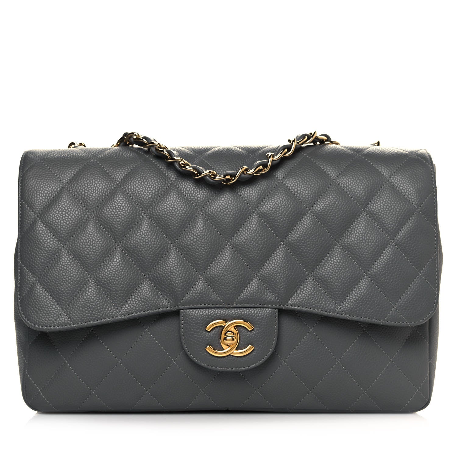 Chanel Caviar Quilted Jumbo Single Flap Grey 1 of 11