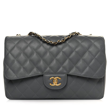 Chanel Caviar Quilted Jumbo Single Flap Grey 1 of 11