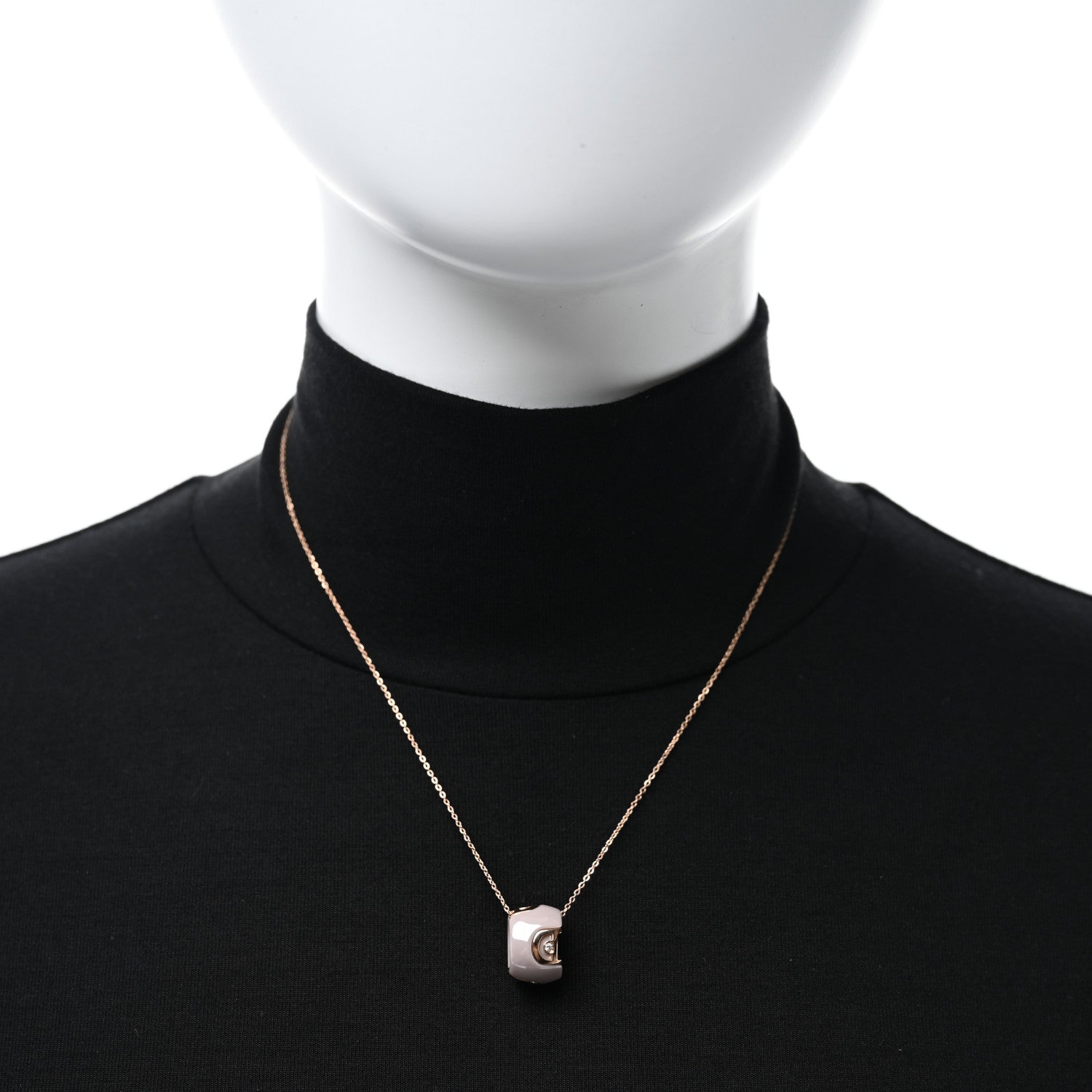 Damiani 18K Pink Gold Diamond Ceramic D.Icon Pendant Necklace Cappuccino 3 of 5