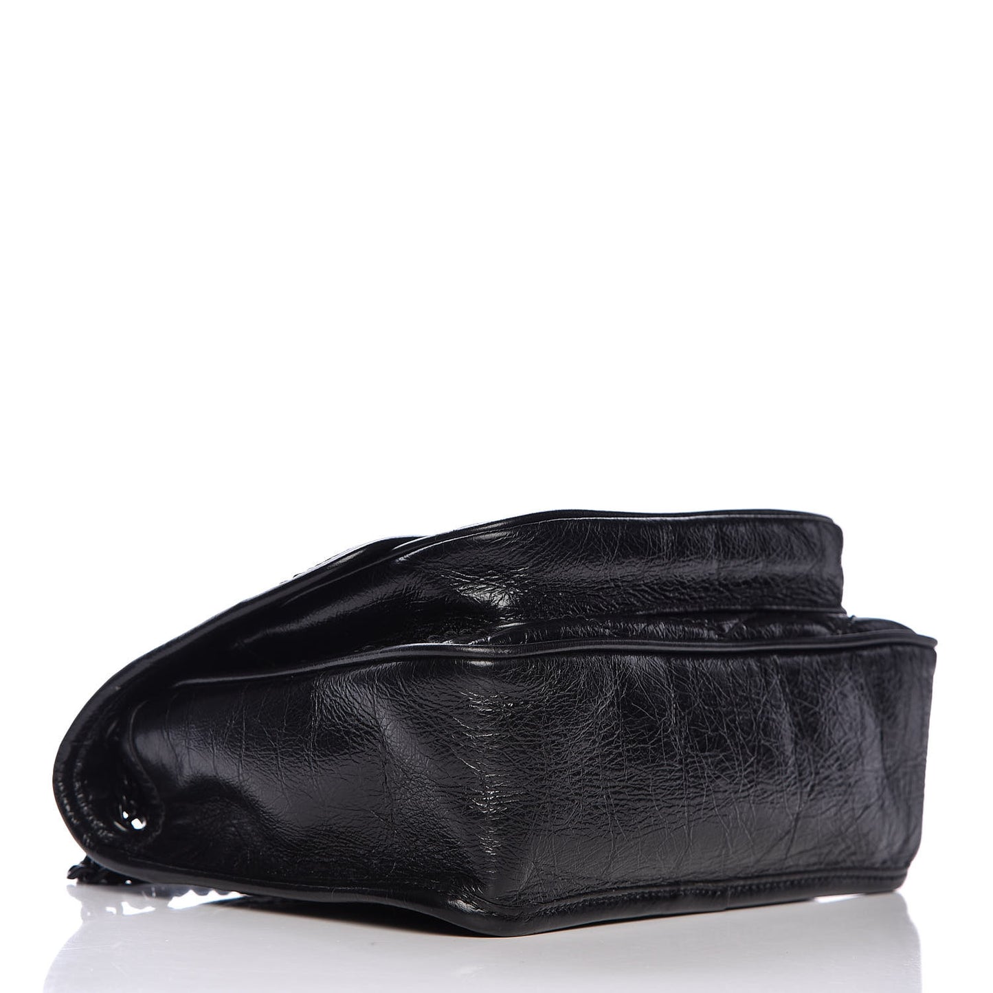 Crinkled Calfskin Matelasse Monogram Baby Niki Chain Satchel Black