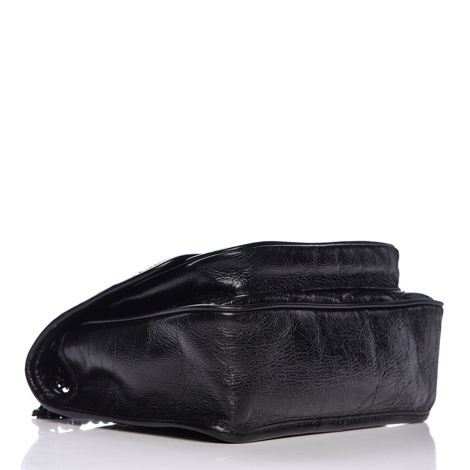 Saint Laurent Crinkled Calfskin Matelasse Monogram Baby Niki Chain Satchel Black 4 of 14