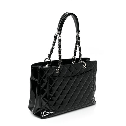 Chanel Patent Quilted Grand Shopping Tote GST Black 3 of 11