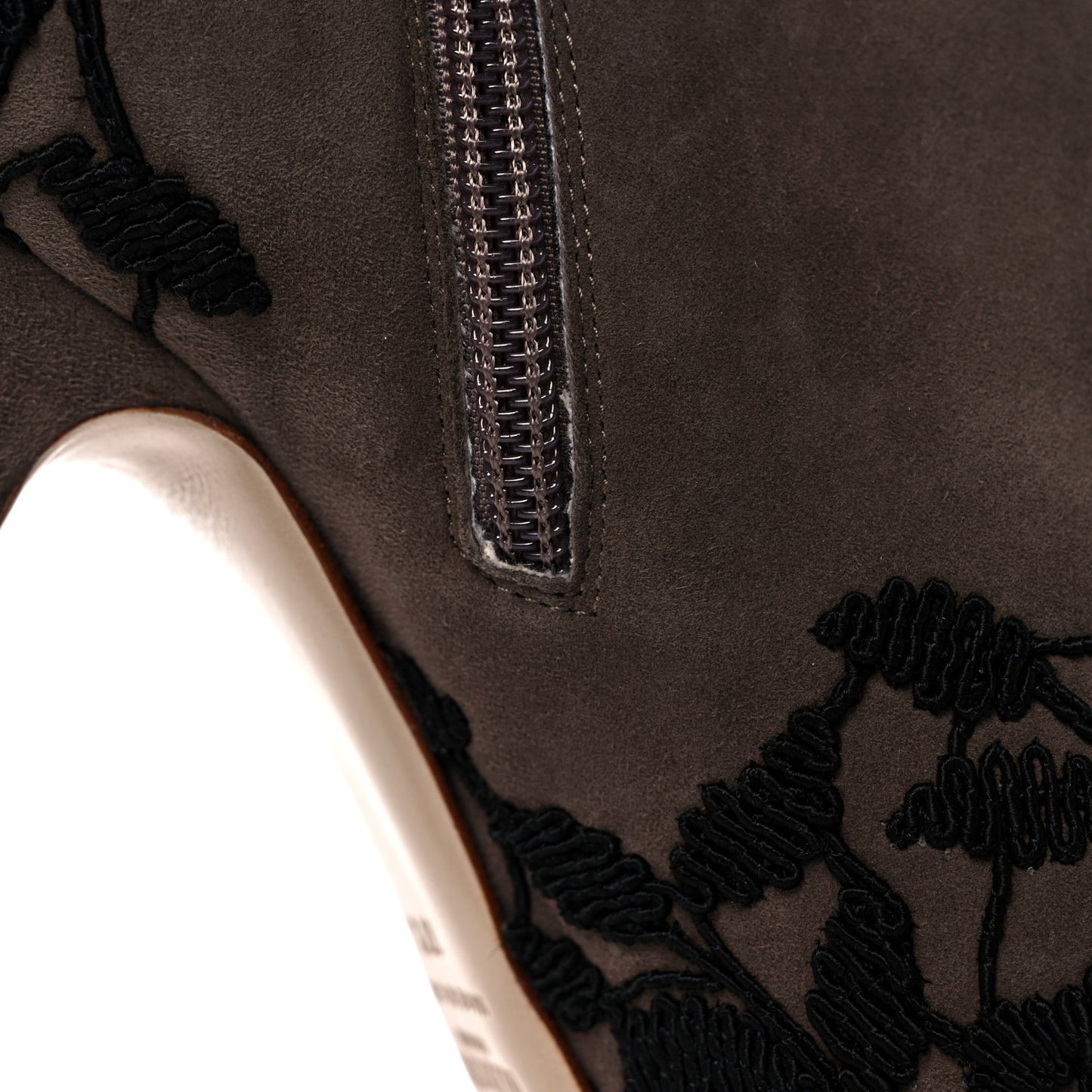 Suede Lace Ankle Booties 37.5 Brown Black