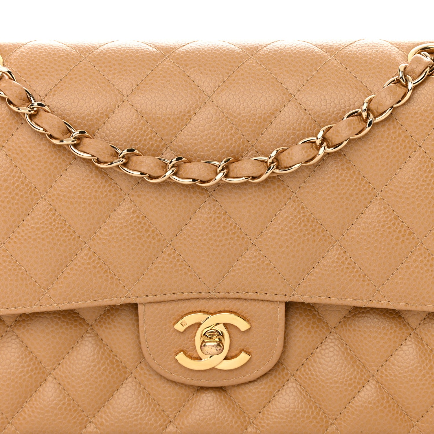 Chanel Caviar Quilted Medium Double Flap Beige 8 of 14