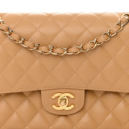 Chanel Caviar Quilted Medium Double Flap Beige 8 of 14