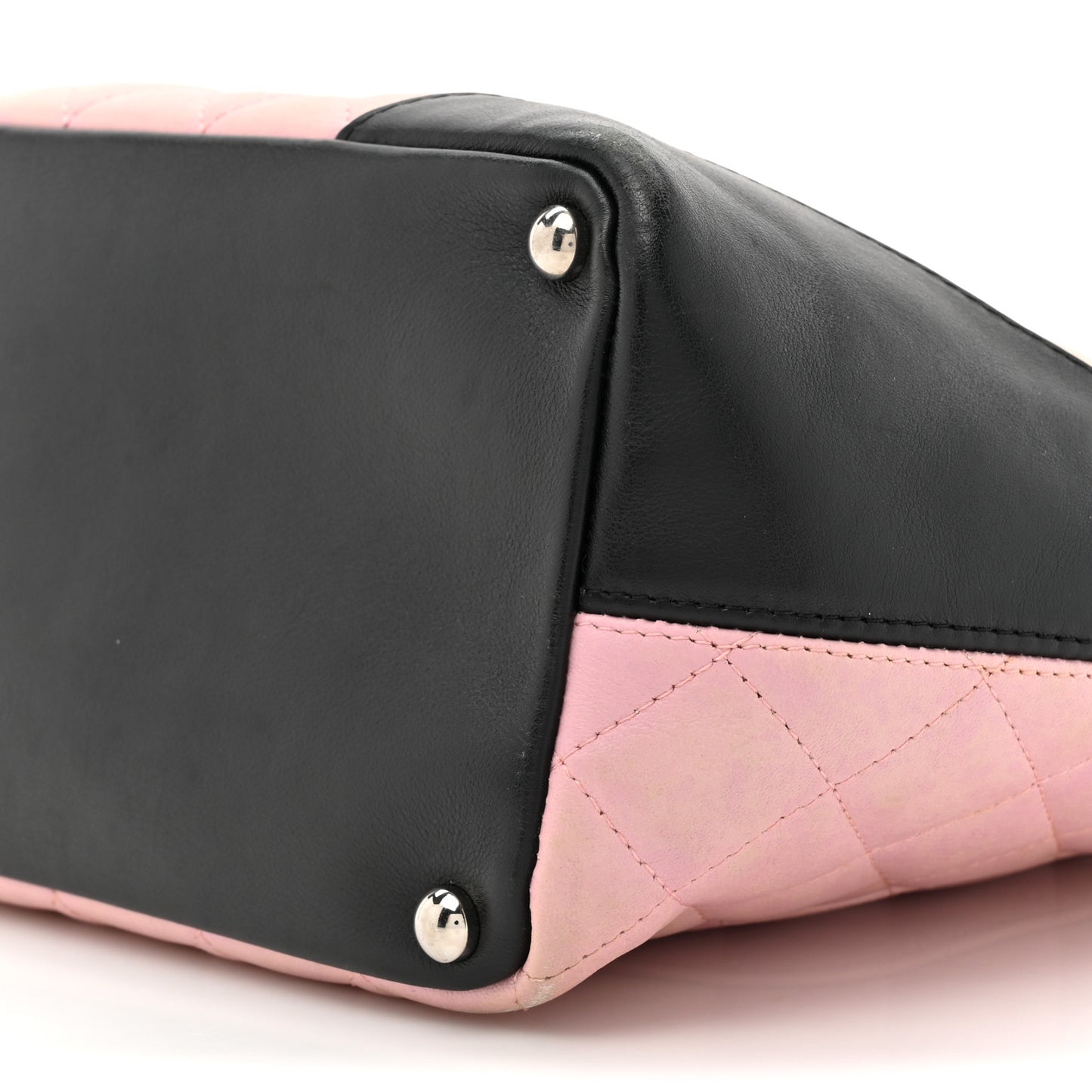 Calfskin Quilted Medium Cambon Tote Pink Black