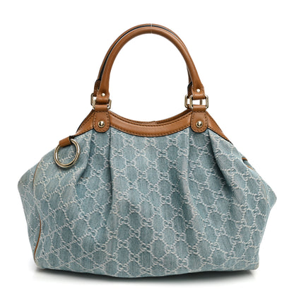 Gucci Denim Monogram Medium Sukey Tote Blue 1 of 12