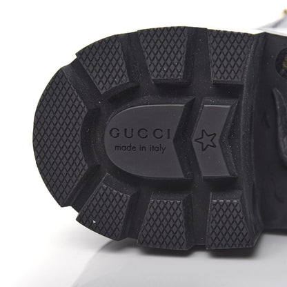 Gucci Calfskin Sylvie Web Lace Up Combat Boots 38 Black 9 of 11