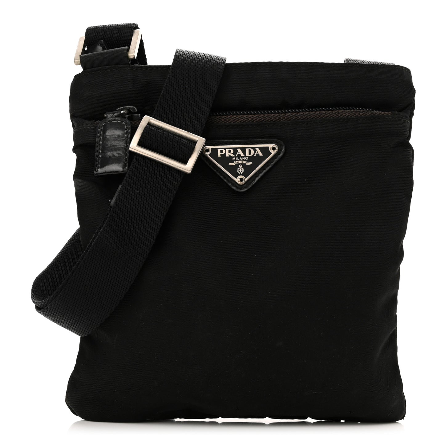 Nylon Flat Messenger Bag Black