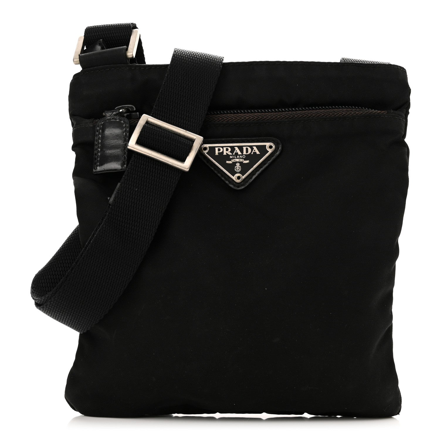 Prada Nylon Flat Messenger Bag Black 1 of 10