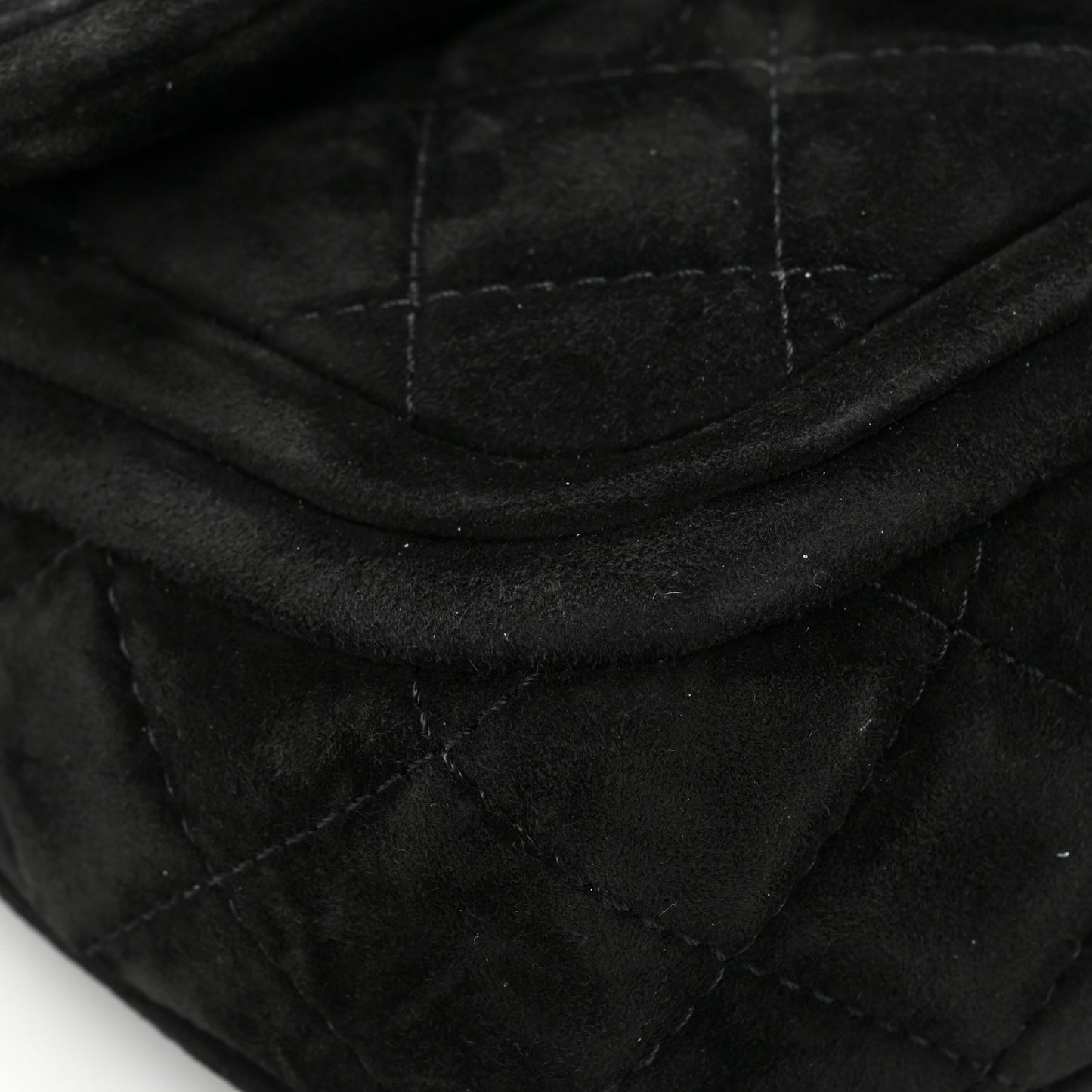 Suede Quilted Mini Double Frame Flap Black