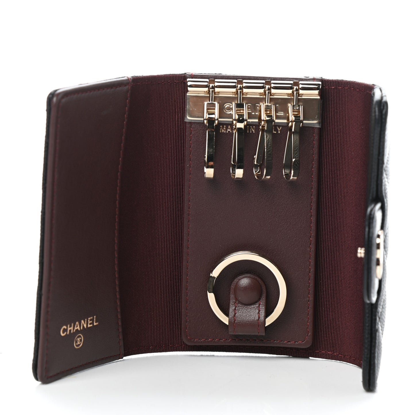 Caviar Quilted Classic 4 Key Holder Wallet Black