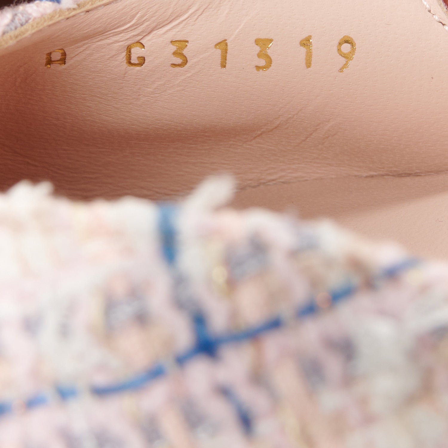 Chanel Tweed Grosgrain Cap Toe Slingback Flats 39 White Blue Pink 8 of 10