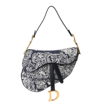 Christian Dior Canvas Embroidered Dioriviera Saddle Bag Blue 1 of 11