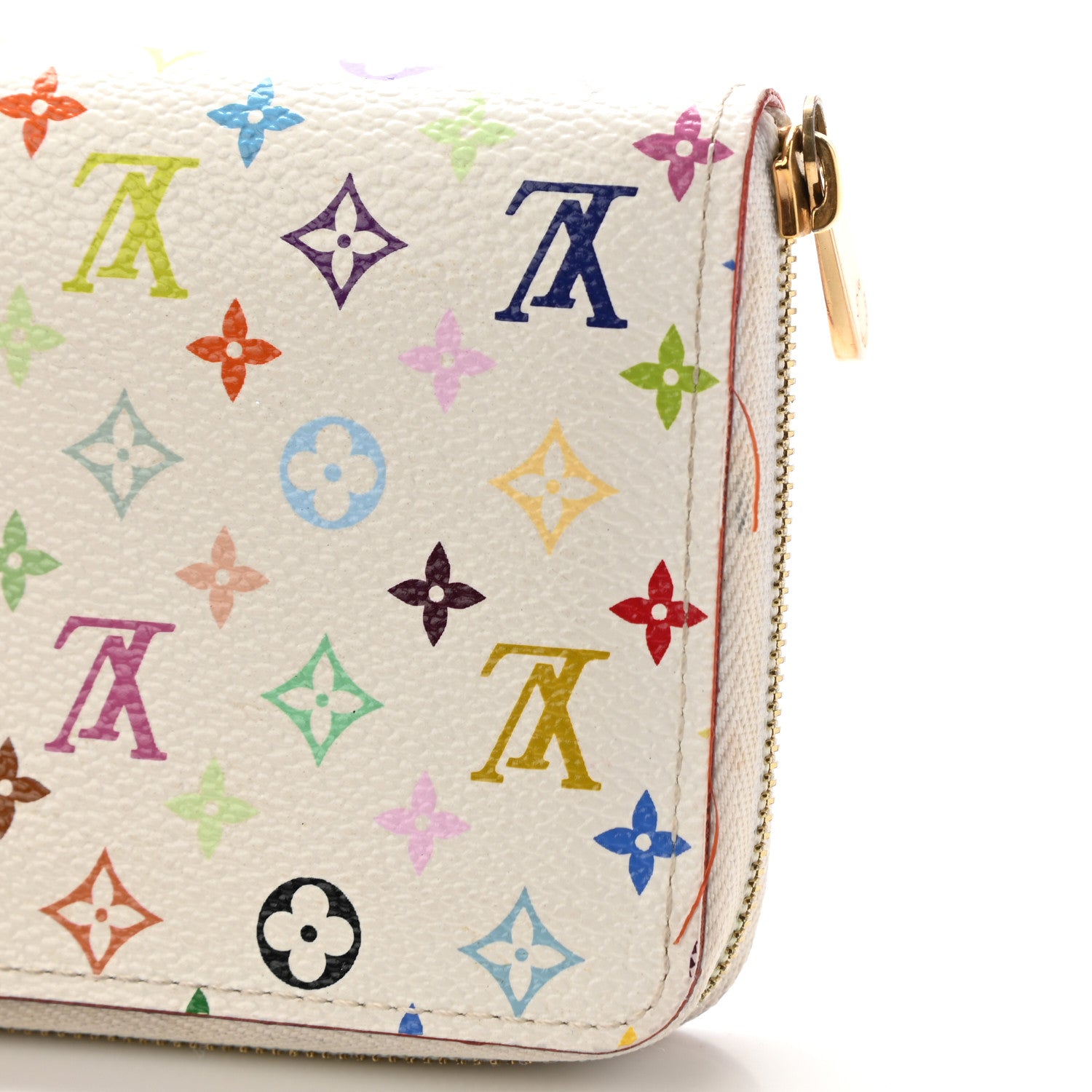 Louis Vuitton Monogram Multicolor Zippy Coin Purse Wallet White Litchi 9 of 15