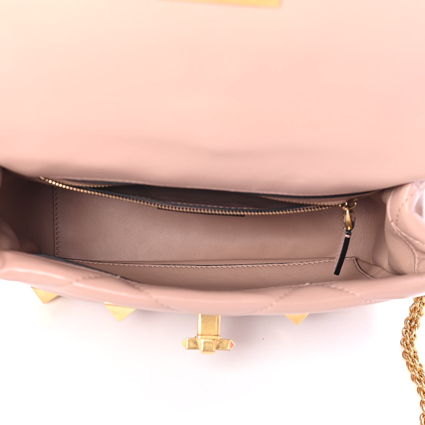 Nappa Medium Roman Stud Shoulder Bag Rose Cannelle