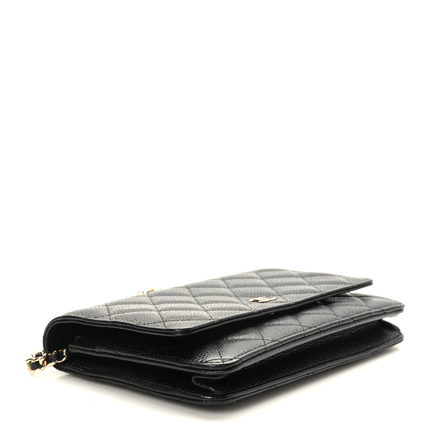 Caviar Quilted Wallet on Chain WOC Black