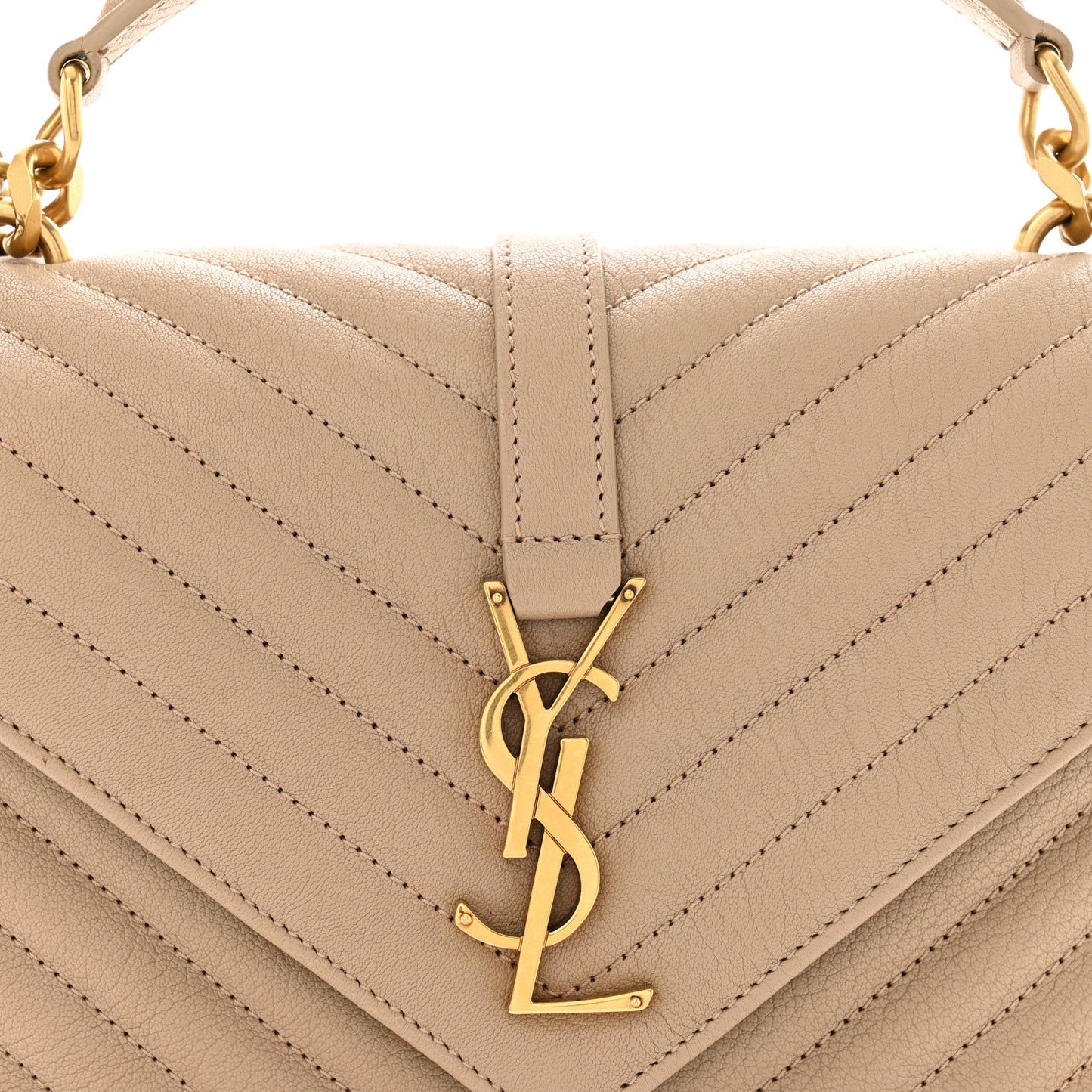 Sheepskin Matelasse Chevron Monogram Medium College Bag Dark Beige
