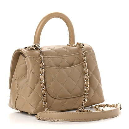 Chanel Caviar Lizard Embossed Quilted Extra Mini Coco Handle Flap Dark Beige 2 of 8