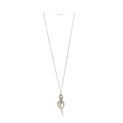 Chanel Crystal Serpent Snake Necklace Silver 4 of 5