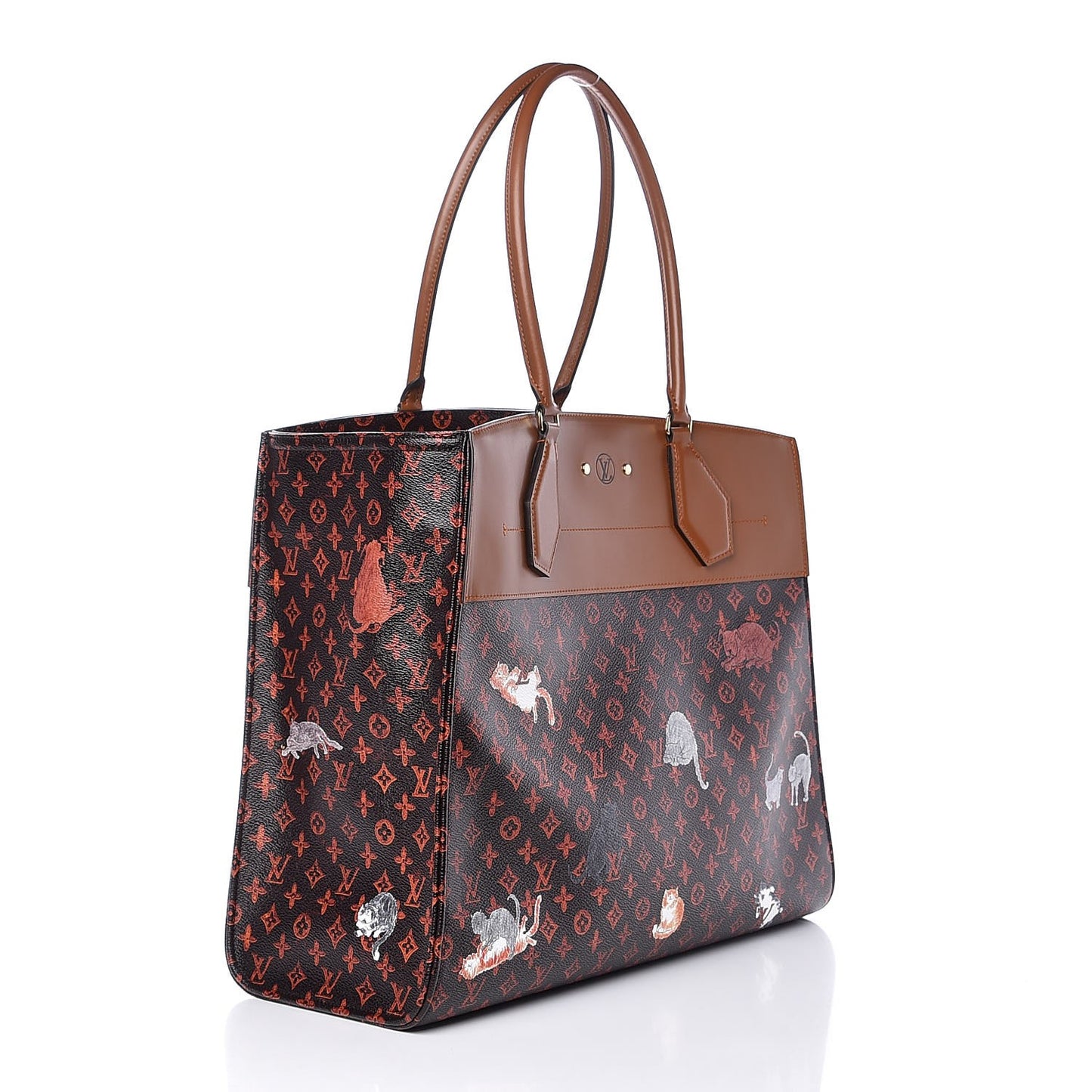 Calfskin Catogram City Steamer Cabas XXL Orange Marron
