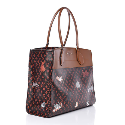 Louis Vuitton Calfskin Catogram City Steamer Cabas XXL Orange Marron 3 of 7