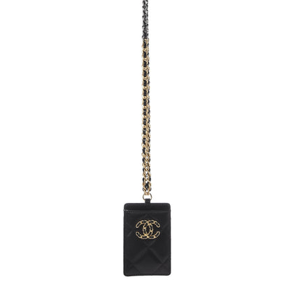 Chanel Goatskin Quilted 19 Card Holder On Chain Black 1 of 7