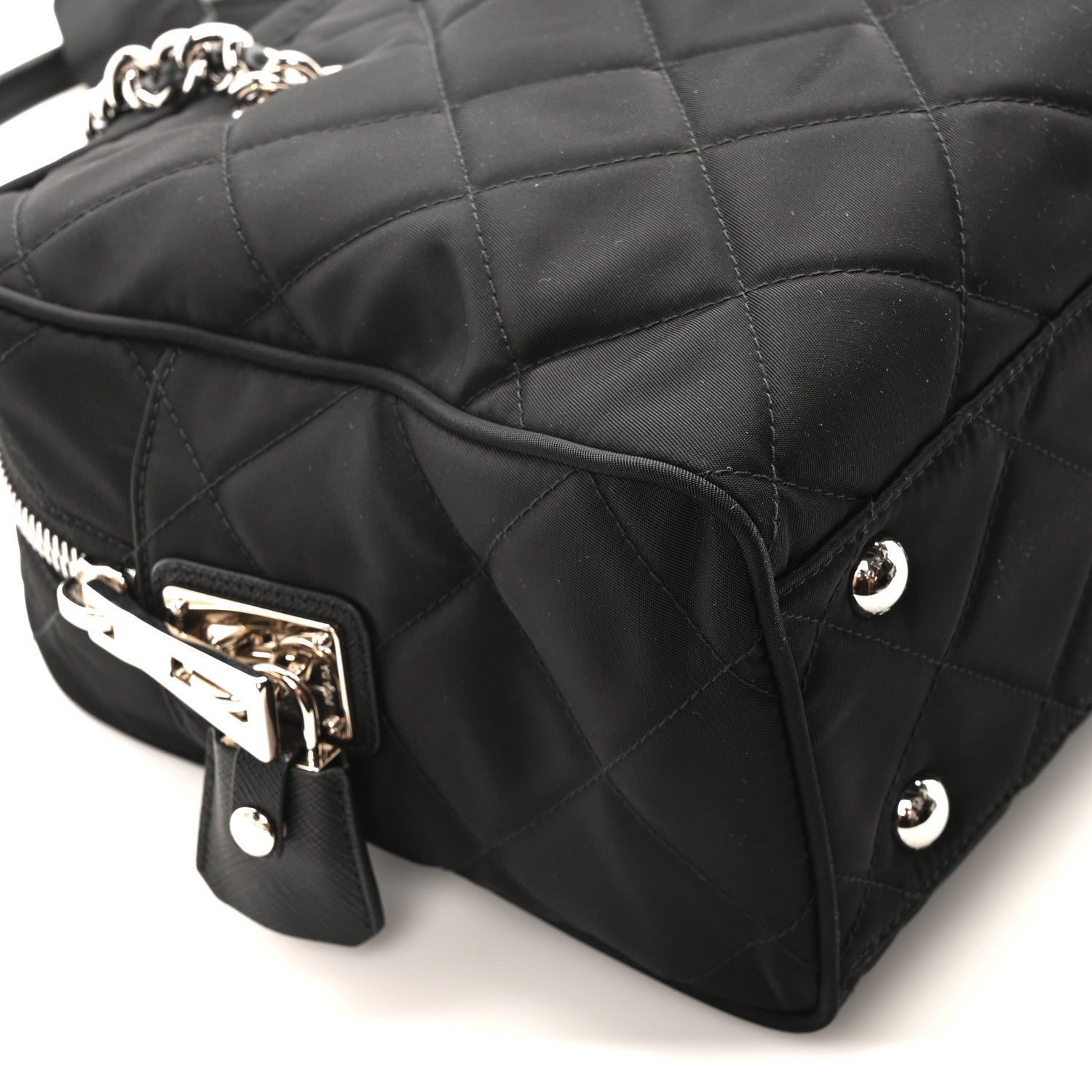 Prada Nylon Tessuto Impuntu Quilted Shoulder Bag Black 8 of 9