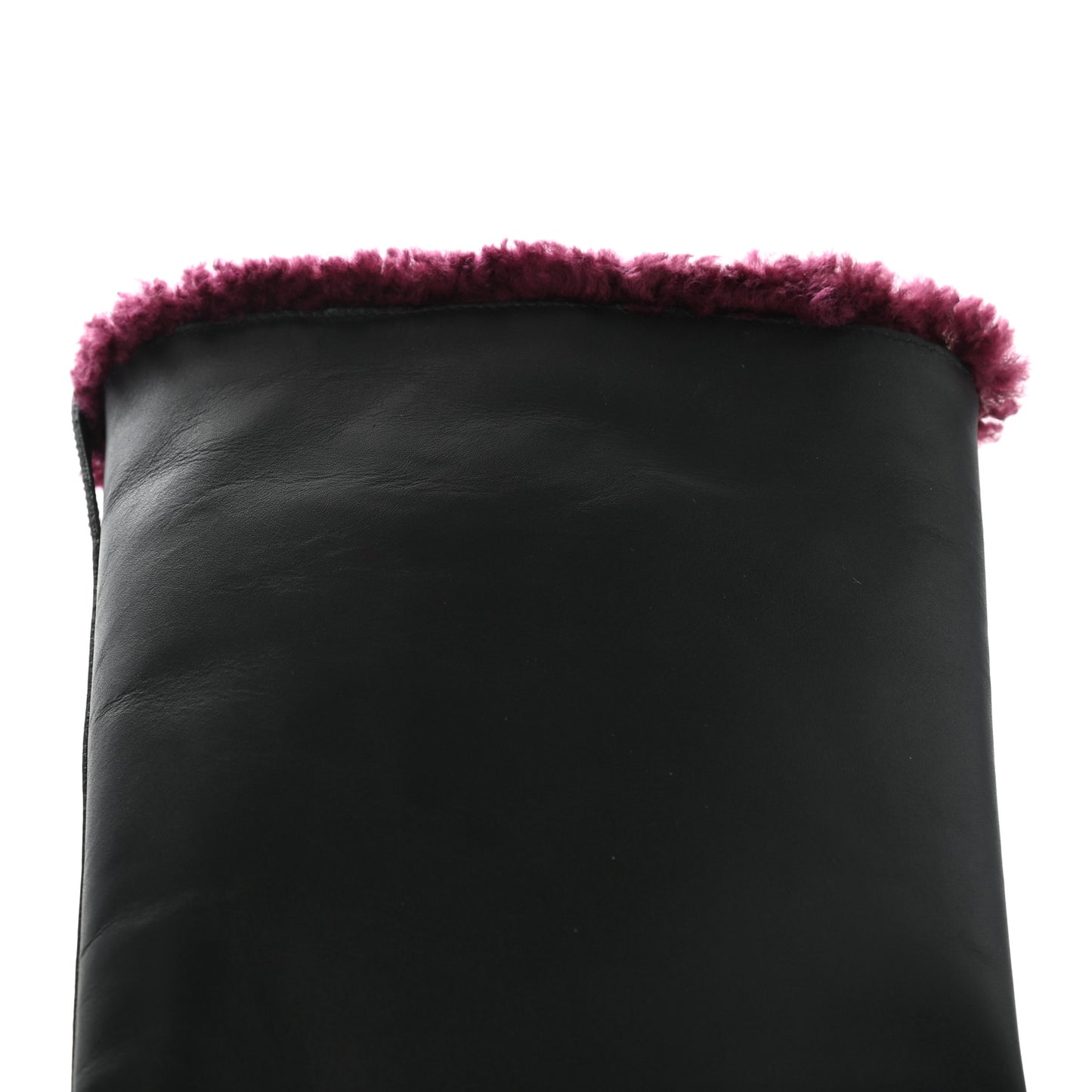 Calfskin Shearling Moto Boots 36 Black Aubergine