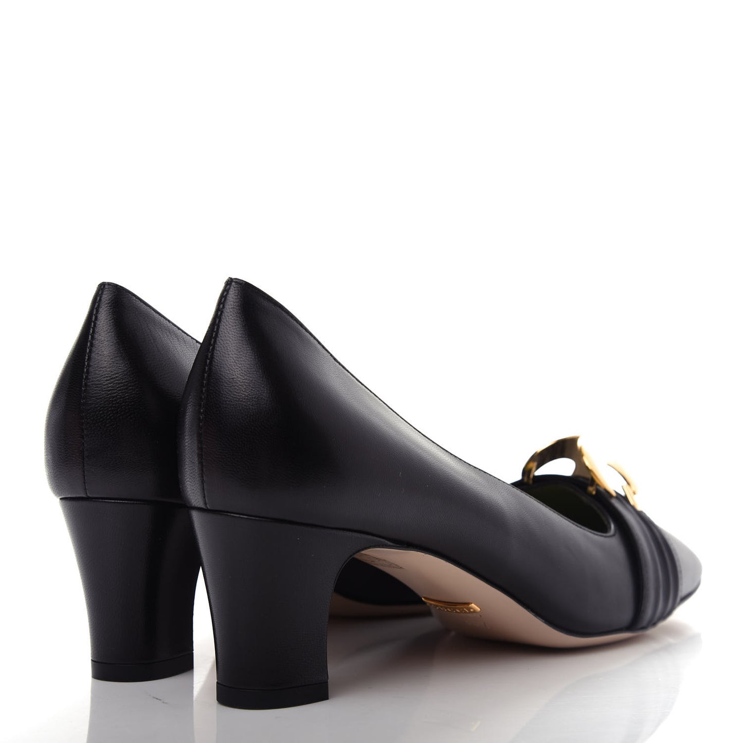Malaga Kid Half Moon GG Square Toe Pumps 38.5 Black
