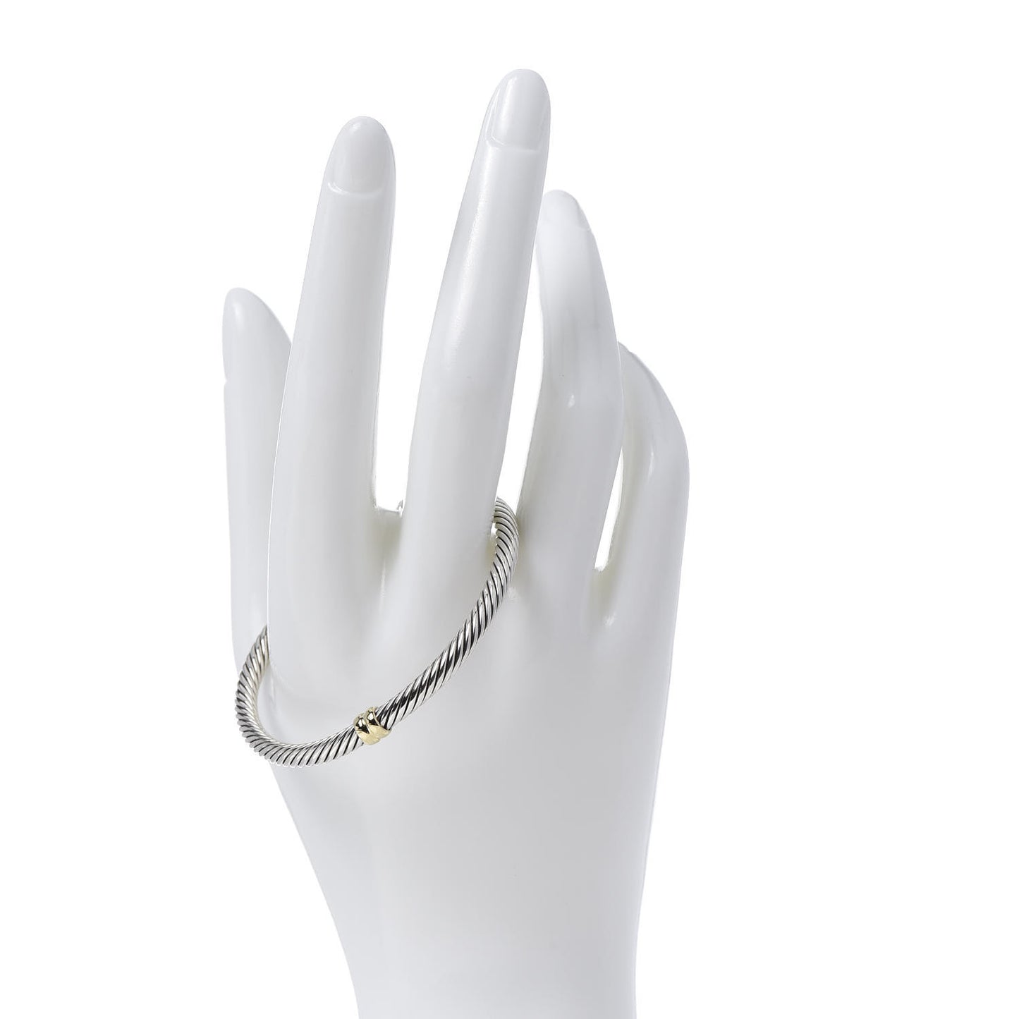 Sterling Silver 18K Yellow Gold 4mm Station Cable Bracelet