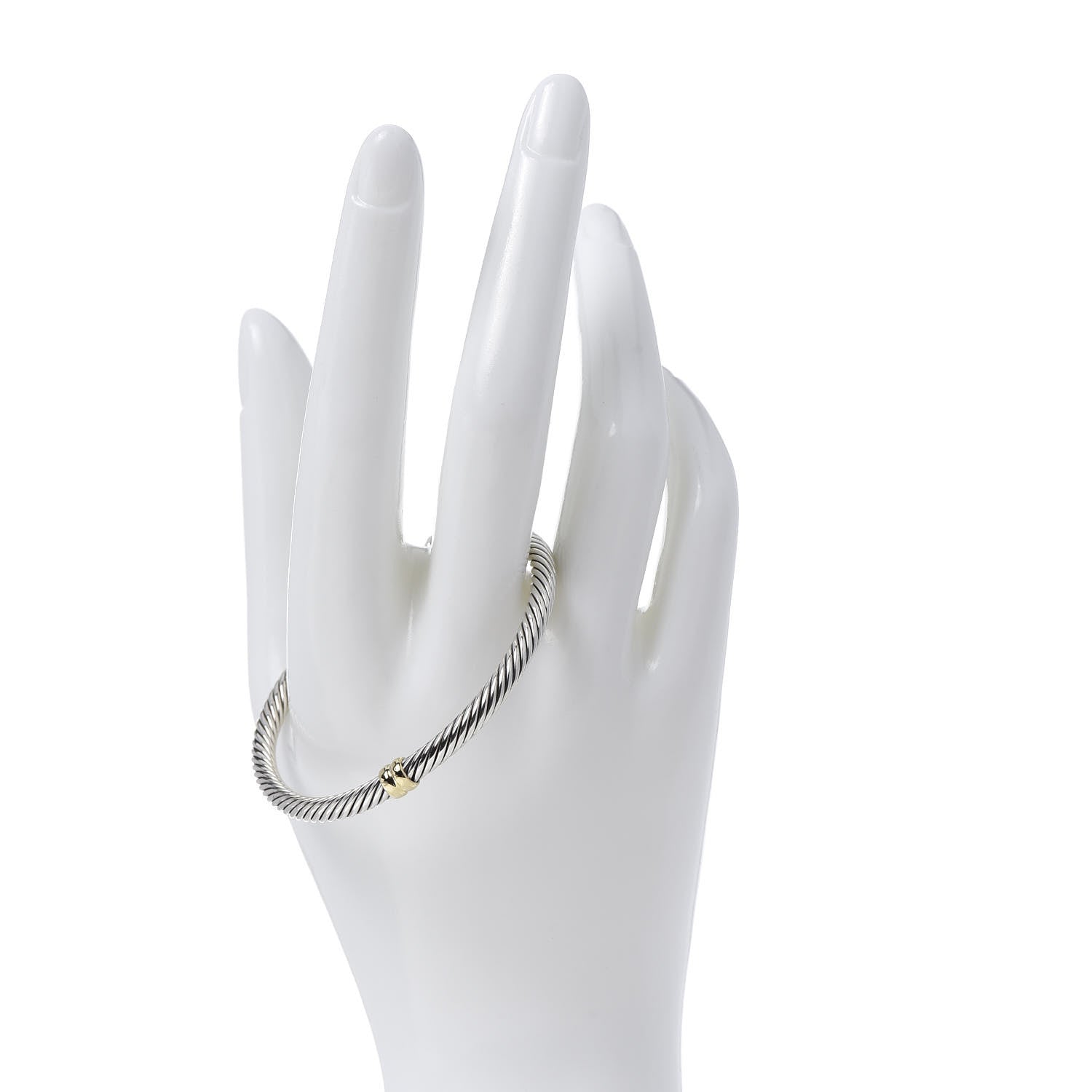 David Yurman Sterling Silver 18K Yellow Gold 4mm Station Cable Bracelet 2 of 4