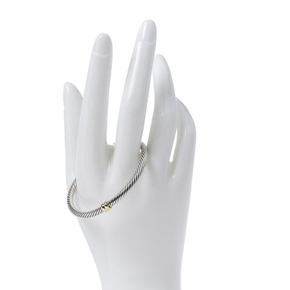 David Yurman Sterling Silver 18K Yellow Gold 4mm Station Cable Bracelet 2 of 4