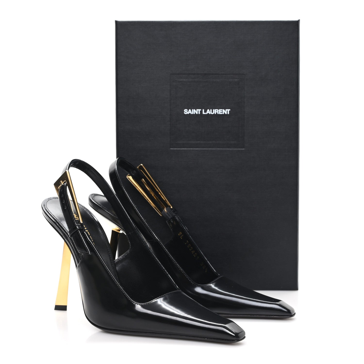 Saint Laurent Glazed Calfskin Lee 110 Slingback Pumps 36.5 Black 10 of 10