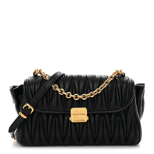 Miu Miu Nappa Matelasse Shoulder Bag Black 1893499 – FASHIONPHILE